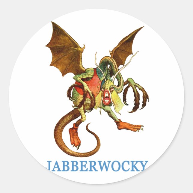 BEWARE THE DREADED JABBERWOCKY CLASSIC ROUND STICKER (Front)
