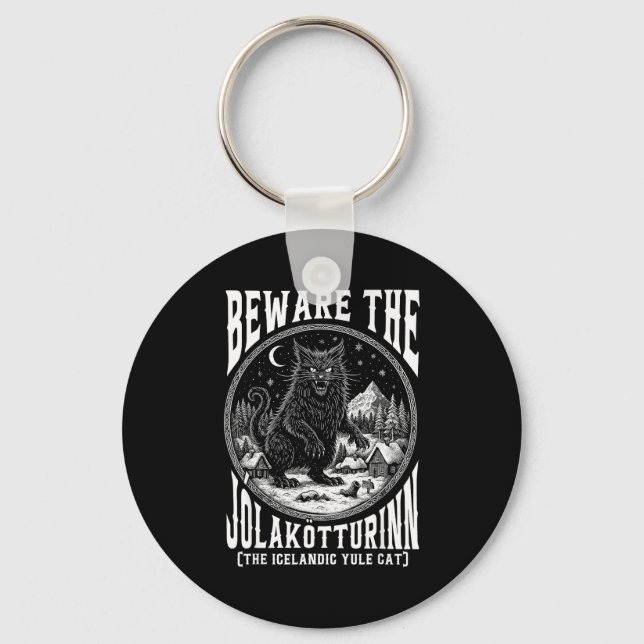 Beware The Jolakotturinn Yule Cat Icelandic Christ Key Ring (Front)