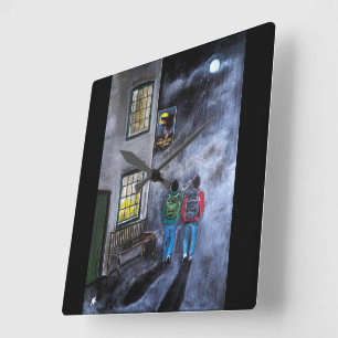 Beware the Moon Painting by Alfred Fox Square Wall Clock