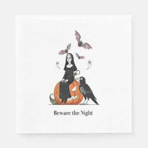 Beware the Night Spooky Nun Napkin