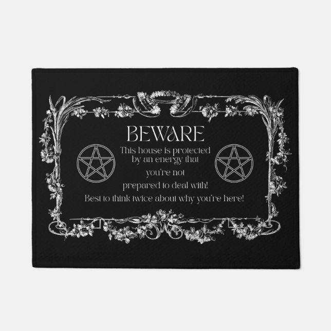 Beware Witch Protection Rug Upright Pentacle (Front)