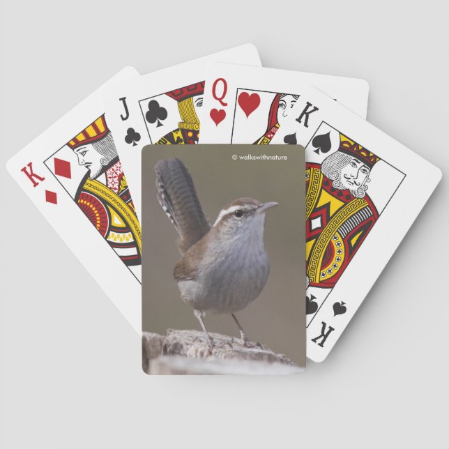Bewick's Wren Songbird on Treestump Playing Cards (Back)