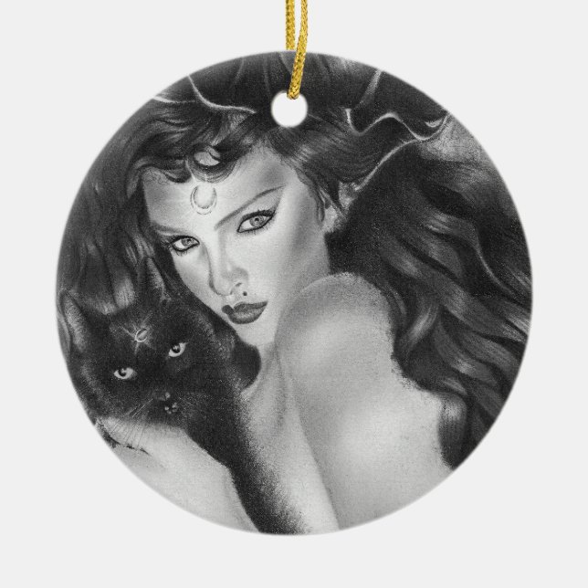 Bewitched kitty christmas Ornament (Front)
