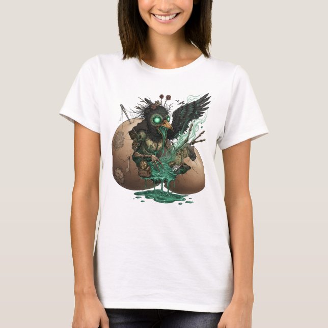 Bewitched Raven in Eggshell T-Shirt (Front)
