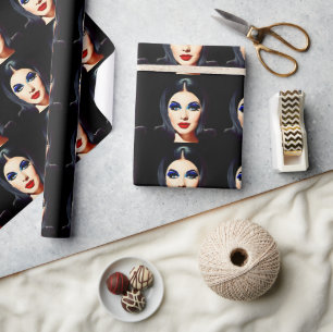 Bewitching 1960s Woman with Black Hair  Wrapping Paper
