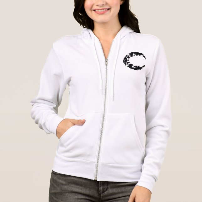 Bewitching Black Crescent Moon Silhouette Hoodie (Front)