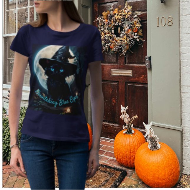 Bewitching Blue-Eyed Black Cat T-Shirt (Creator Uploaded)