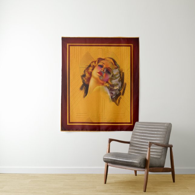 Bewitching Eyes Art Deco Portrait by Zoe Mozert Tapestry (In Situ)