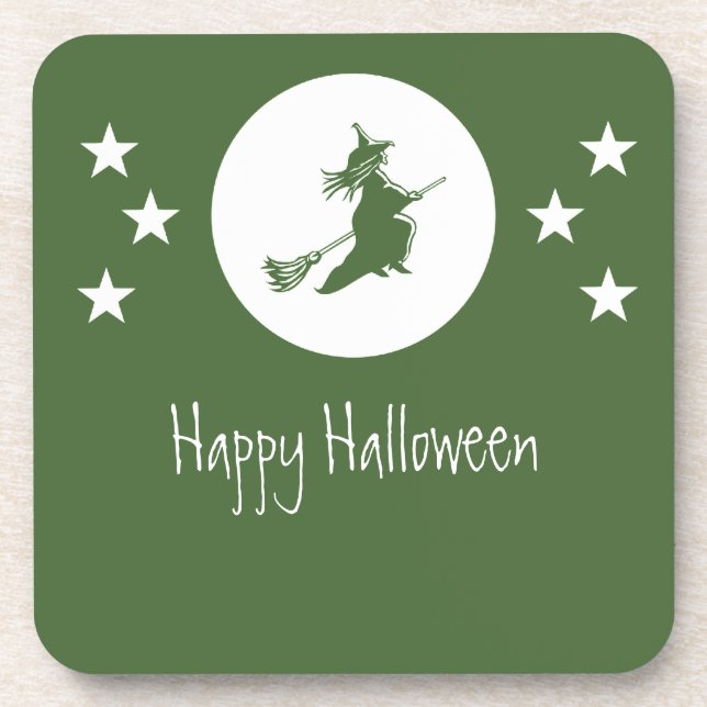 Bewitching Halloween Coaster Set, Green (Front)