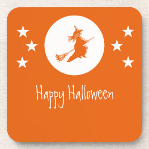 Bewitching Halloween Coaster Set, Orange