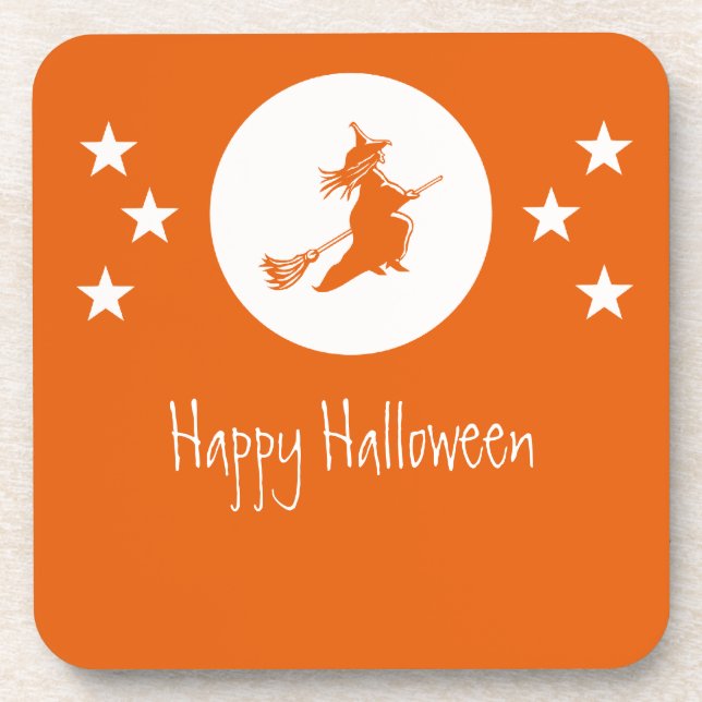 Bewitching Halloween Coaster Set, Orange (Front)
