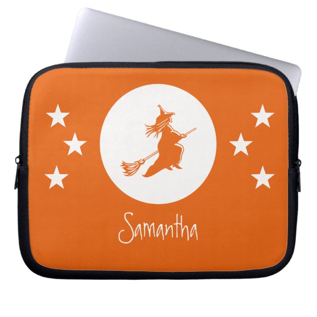 Bewitching Halloween Electronics Sleeve, Orange Laptop Sleeve (Front)