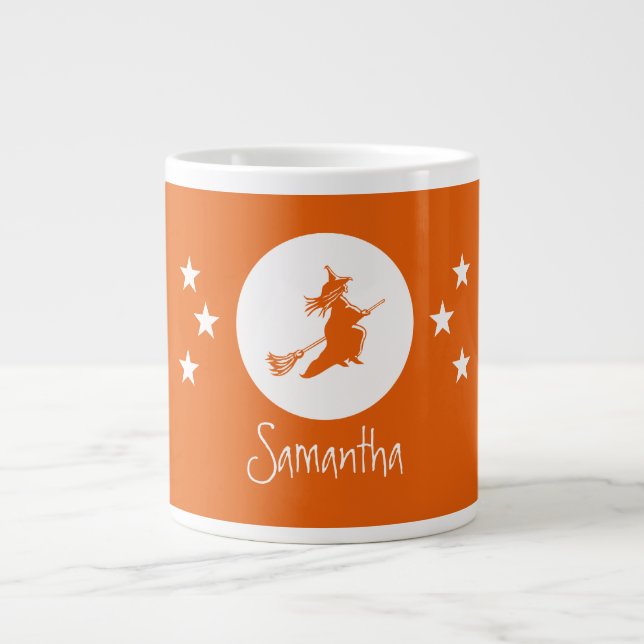 Bewitching Halloween Jumbo Mug, Orange Large Coffee Mug (Front)