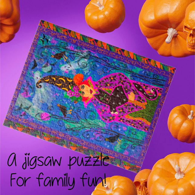 Bewitching Halloween Night  Jigsaw Puzzle (Add a colorful project for the family this Halloween. Sizes and number of pieces for all!)