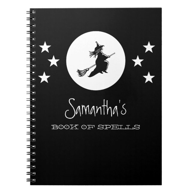 Bewitching Halloween Notebook, Black Spiral Notebook (Front)