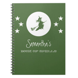 Bewitching Halloween Notebook, Green Spiral Notebook