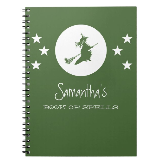 Bewitching Halloween Notebook, Green Spiral Notebook (Front)