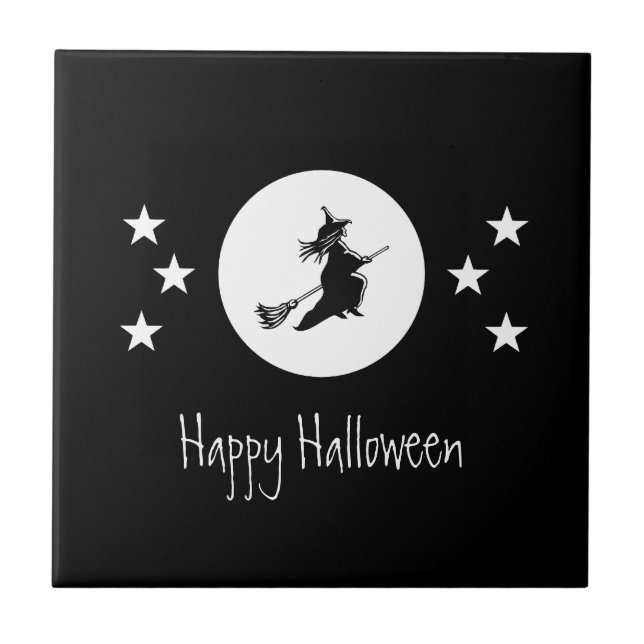 Bewitching Halloween Tile, Black Tile (Front)