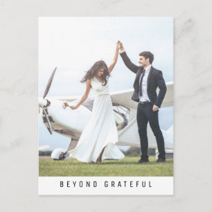 Beyond Grateful Simple Photo Wedding Thank You Postcard