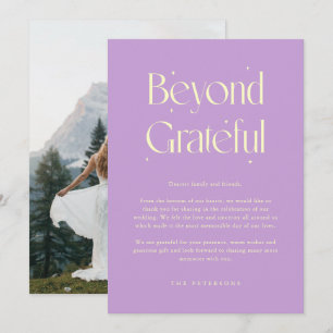 Beyond Grateful Whimsical Wisteria Wedding Photo Thank You Card