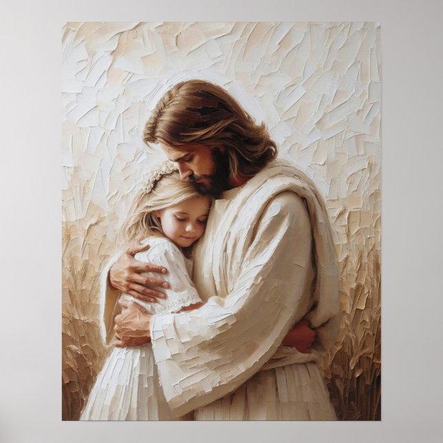 Beyond Love, Christian Art, Jesus Hugging Girl Poster (Front)