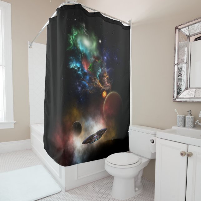 Beyond Space & Time Fractal Art II Spacescape Shower Curtain (In Situ)
