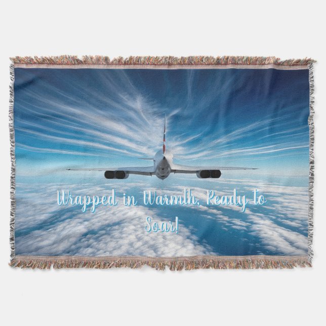 Beyond the Horizon: Concorde from Behind Throw Blanket (Front)
