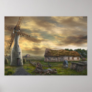 Beyond The Last Horizon   Digital Surreal Art Poster