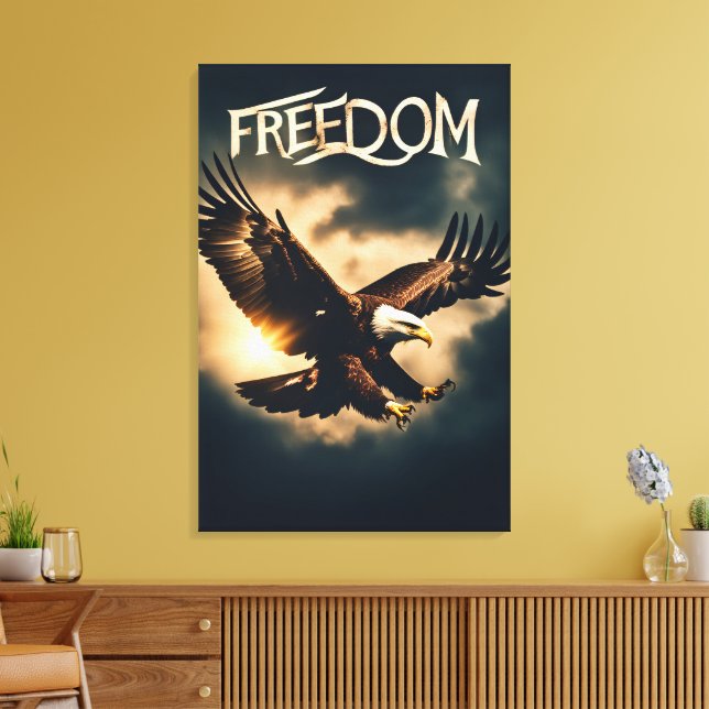 Beyond Wings: Freedom with an Eagle Canvas Print (Insitu(LivingRoom))