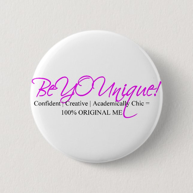 beyounique-signature-pink and black 6 cm round badge (Front)