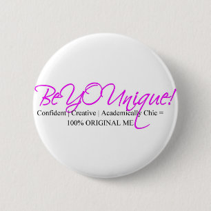 beyounique-signature-pink and black 6 cm round badge