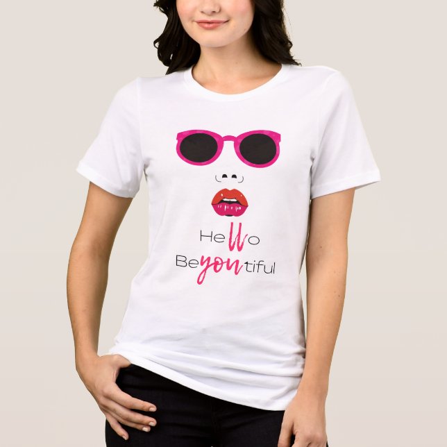 BeYOUtiful Sunglasses and Lips Fashion Tee (Front)