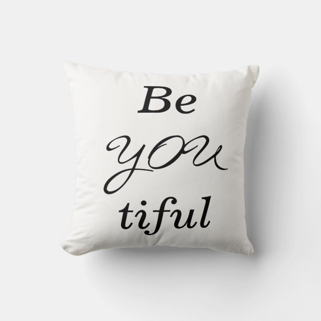 BeYOUtiful Text Decor Throw Pillow (Front)