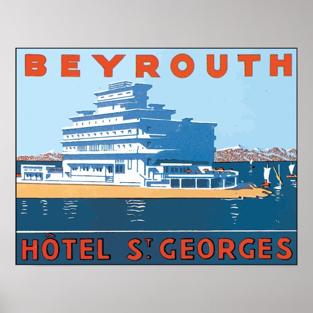 Beyrouth Hotel St. Georges, Vintage Poster (Front)