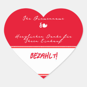 Bezahlt   Aufkleber Flohmarkt Verkauf Helferlein Heart Sticker