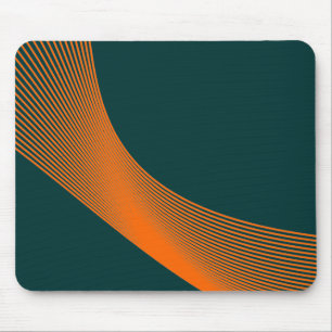 Bézier Curves - Orange on Dark Green 003333 Mouse Pad