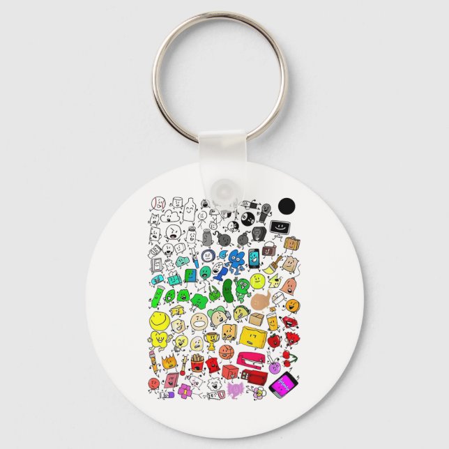 Bfdi Inanimate Insanity All Characters _1  Key Ring (Front)