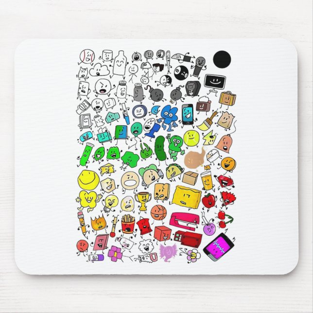 Bfdi Inanimate Insanity All Characters _1  Mouse Pad (Front)