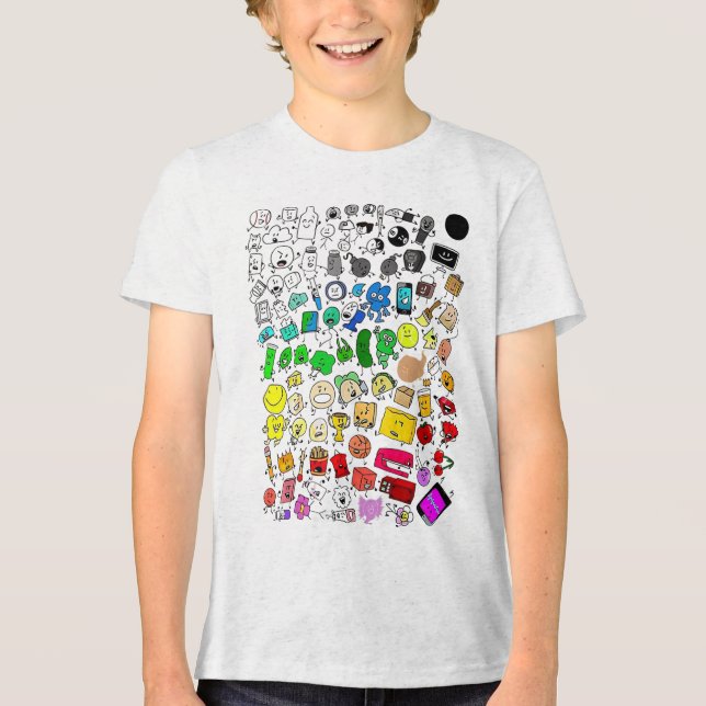Bfdi Inanimate Insanity All Characters _1  Tri-Blend Shirt (Front)