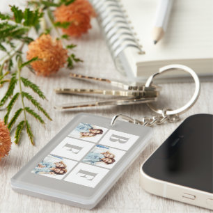 BFF 3 Photo Collage Best Friends Grey Key Ring