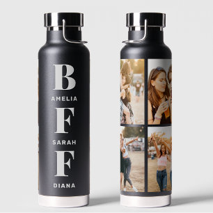  BFF   Best Friends 4 Photo Collage Custom Names Water Bottle