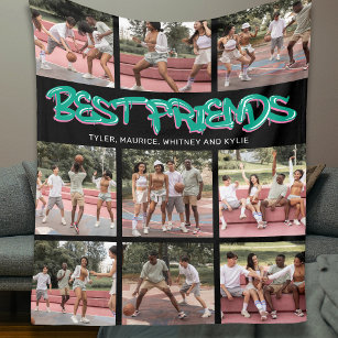 BFF Best Friends 9 Photo Collage Fleece Blanket