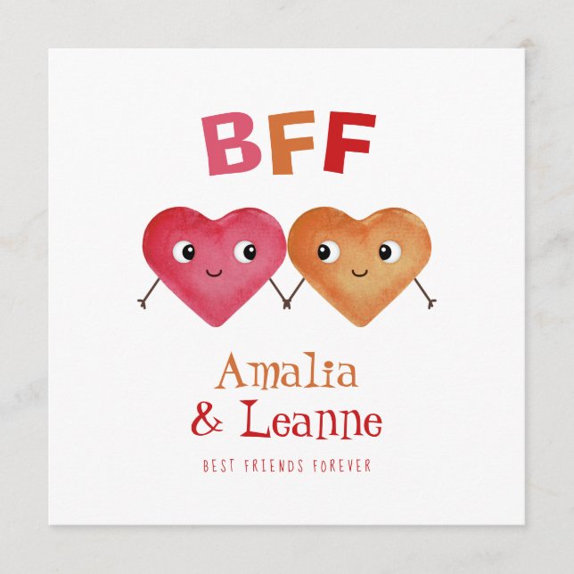 BFF Best Friends Forever Cute Friendship Valentine (Front)