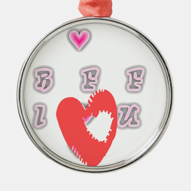 BFF. Best Friends Forever: I Love You Art Print Metal Tree Decoration (Front)