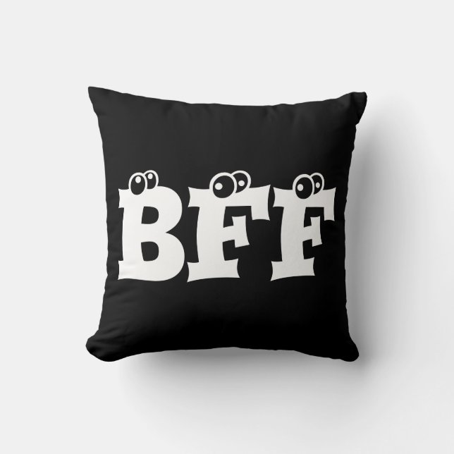 BFF Best Friends Forever Typography Black White Cushion (Front)