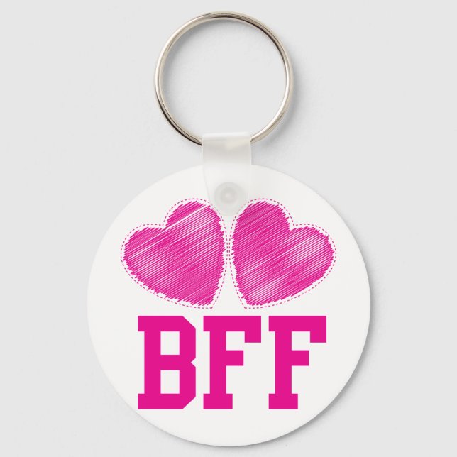 BFF Best Friends forever with love hearts Key Ring (Front)