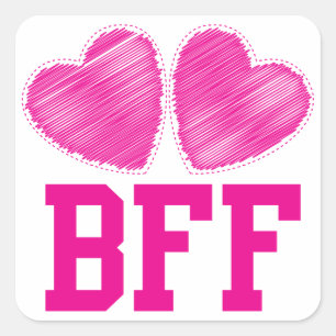 BFF Best Friends forever with love hearts Square Sticker