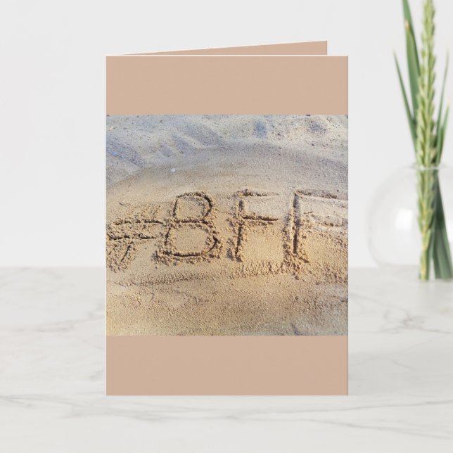 #BFF Best Friends Forever, Word on beach Card (Front)
