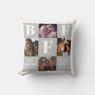 BFF Bestie Photo Collage Grey Cushion