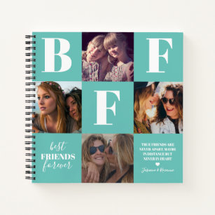 BFF Besties Photo Collage Teal Notebook